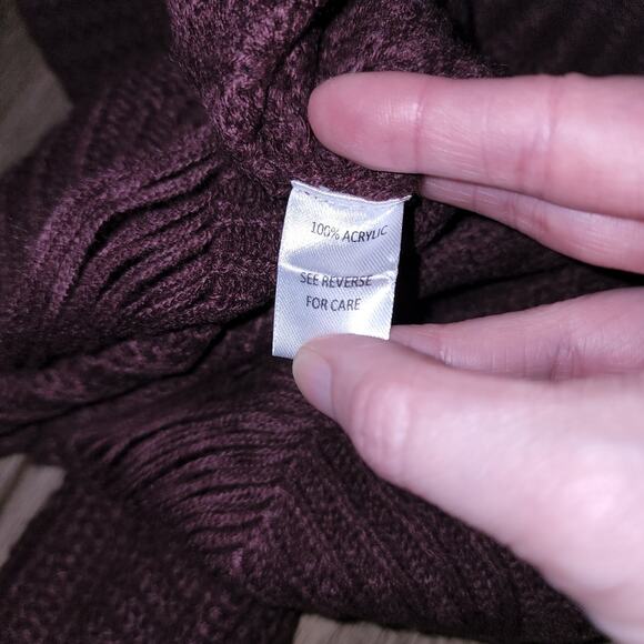 Moral Fiber Sweater Wine Red Distressed Knit Long Sleeves V Neck Size 1X - Picture 6 of 6